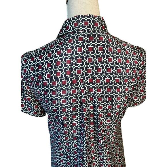 J Crew Dress Blue Collared Geometric Short Sleeve Short Casual Size 0 NEW - Picture 7 of 11